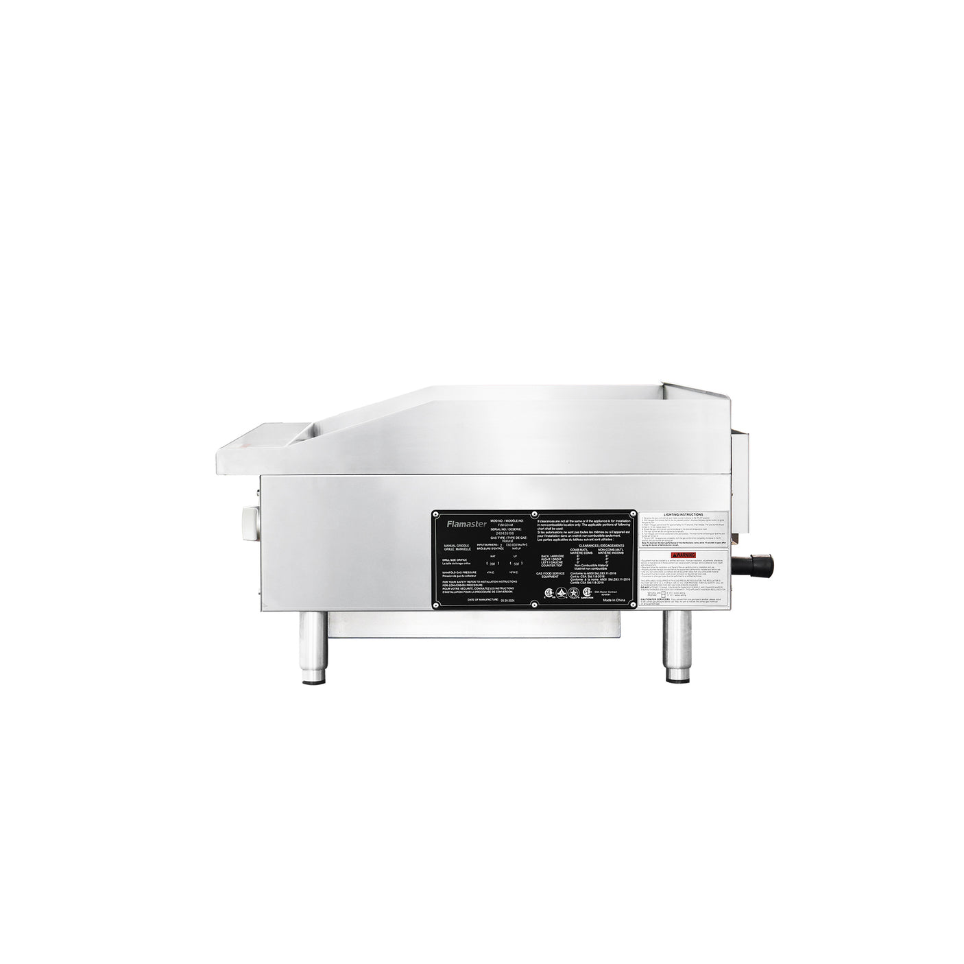 Flamaster FLM-G24-M 24" Countertop Griddle with Manual Control, NG/LPG, 60,000 BTU, 2 Burners