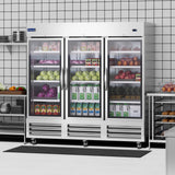 Polarman PLM-81RGS 81" Reach-In Refrigerator with Triple Glass Doors with LED Lighting, Bottom Mount, Stainless Steel, 72 cu. ft.