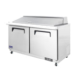 Polarman PLM-S60KS 61 1/4" Stainless Steel Mega Top Sandwich Prep Table with Two Solid Full Doors, (24) 1/6 Size Pans