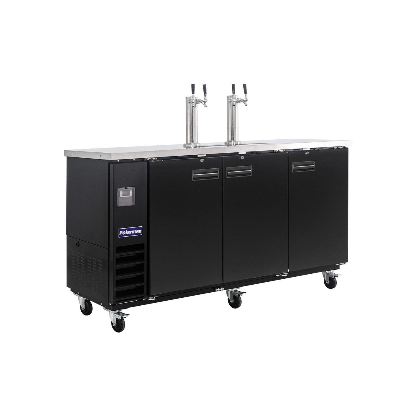Polarman PLM-BCBD4-2 73 1/16" Dual Double-Tap Kegerator Beer Dispenser with 3 Solid Doors, 20.8 cu. ft.