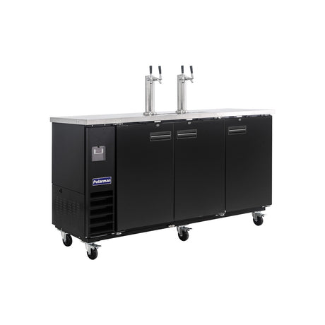 Polarman PLM-BCBD4-2 73 1/16" Dual Double-Tap Kegerator Beer Dispenser with 3 Solid Doors, 20.8 cu. ft.