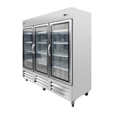 Polarman PLM-81RGS 81" Reach-In Refrigerator with Triple Glass Doors with LED Lighting, Bottom Mount, Stainless Steel, 72 cu. ft.