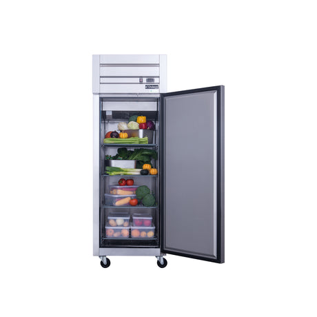 Dukers D28AR 27 1/2" One Section Reach-In Refrigerator with Solid Full Door, Top Mount, Stainless Steel, 19.1 Cu.Ft.