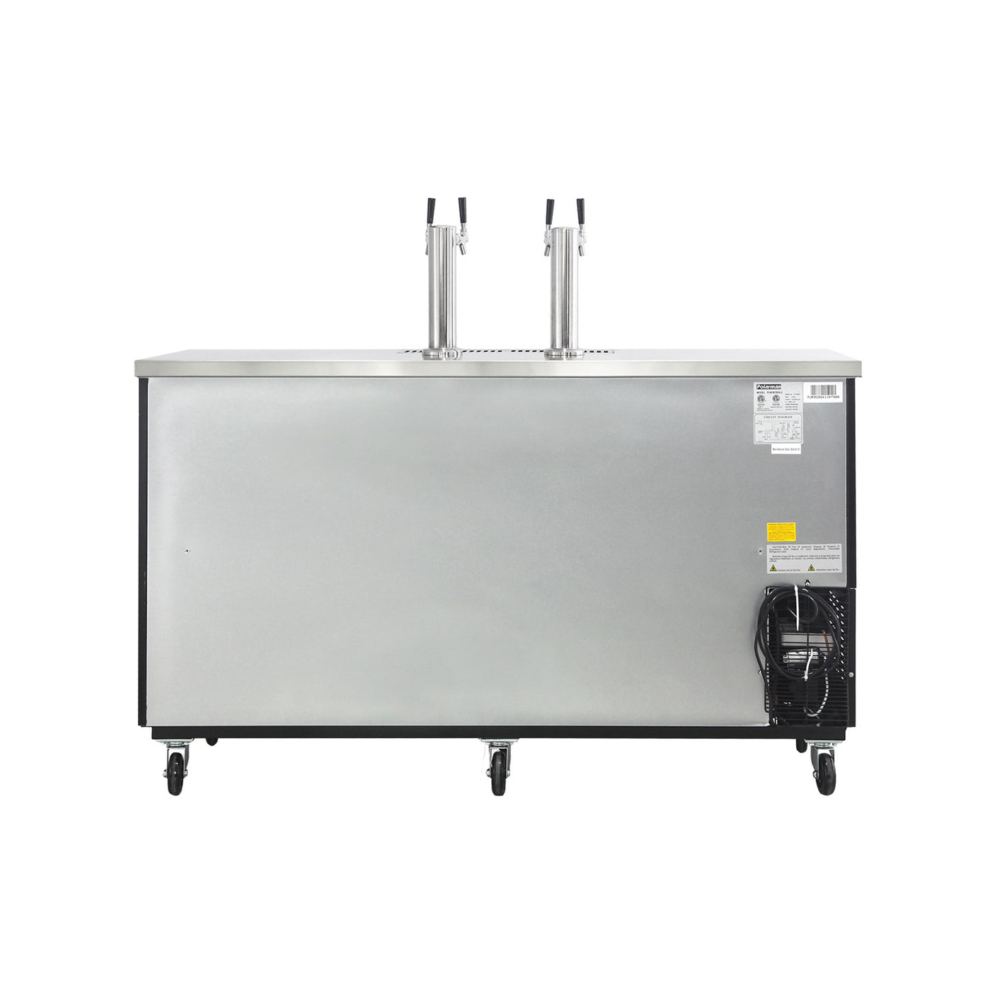 Polarman PLM-BCBD4-2 73 1/16" Dual Double-Tap Kegerator Beer Dispenser with 3 Solid Doors, 20.8 cu. ft.