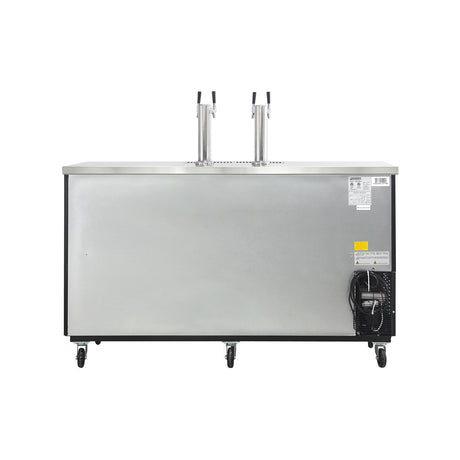 Polarman PLM-BCBD4-2 73 1/16" Dual Double-Tap Kegerator Beer Dispenser with 3 Solid Doors, 20.8 cu. ft.