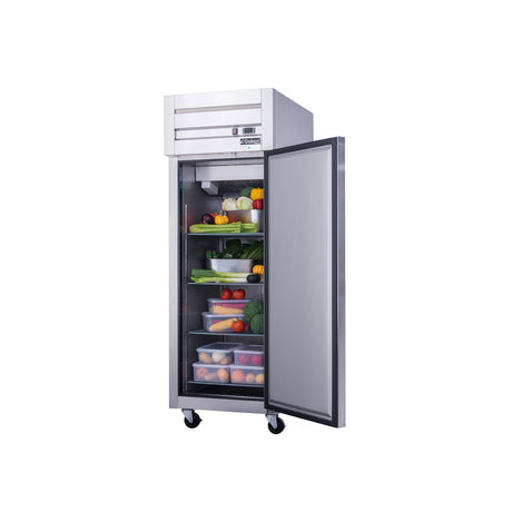 Dukers D28AR 27 1/2" One Section Reach-In Refrigerator with Solid Full Door, Top Mount, Stainless Steel, 19.1 Cu.Ft.
