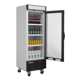 Polarman PLM-HGD16R 25" Black Refrigerated Single Swing Glass Door Merchandiser with LED Lighting, 16 cu.ft