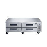Dukers DCB72-D4 72" Refrigerated Chef Base with 4 Drawers, All Stainless Steel