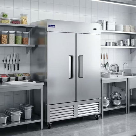 Polarman PLM-54RS 53 15/16" Reach-In Refrigerator with Double Solid Doors, Bottom Mount, Stainless Steel, 49 cu. ft.
