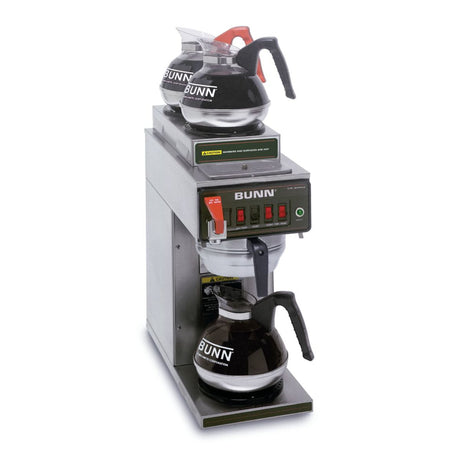 BUNN CWTF15-3 12-Cup Automatic Coffee Brewer, 2 Upper/1 Lower Warmer, Stainless Steel Funnel