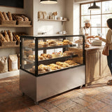 Polarman PLM-570S 72″ Square Glass Refrigerated Bakery Display Case with LED Lighting