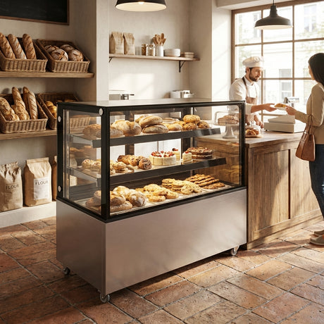 Polarman PLM-270S 36″ Square Glass Refrigerated Bakery Display Case with LED Lighting