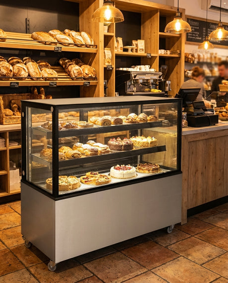 Polarman PLM-270S 36″ Square Glass Refrigerated Bakery Display Case with LED Lighting