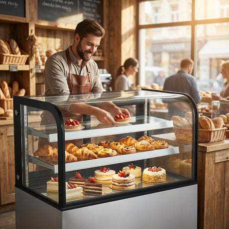 Polarman PLM-270A 36″  Curved Glass Refrigerated Bakery Display Case With LED Lights
