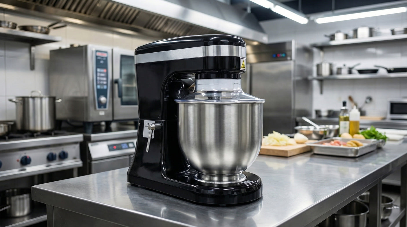 ChefAsst CA-MXN7C Black 7 Qt. Bowl Lift Countertop Mixer with Standard Accessories