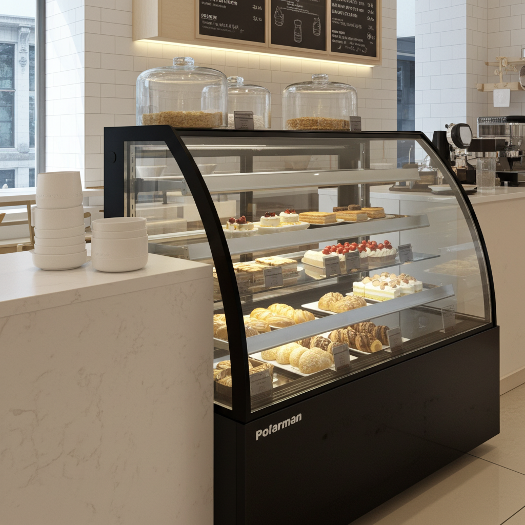 Polarman PLM-371AB 48" Black 3-Shelf Curved Glass Refrigerated Bakery Display Case