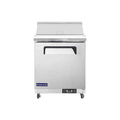 Polarman PLM-S29S 28 15/16" Stainless Steel Sandwich Prep Table with One Solid Full Door, (8) 1/6 Size Pans