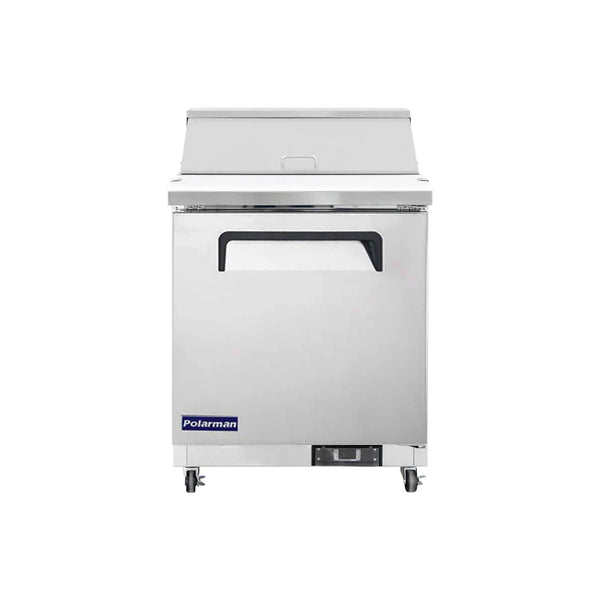28 15/16" Sandwich Salad Prep Table Refrigerator – Polarman PLM-S29S Stainless Steel, 1 Solid Door