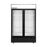 Polarman PLM-SGD52R 52 2/5" Black Refrigerated Double Swing Glass Door Merchandiser with LED Lighting, 43 cu.ft（SS-P1400WA-A）