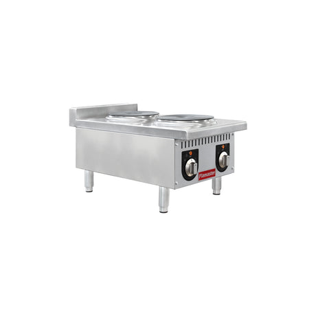 Flamaster FLM-EHP15 15" Commercial Electric Hot Plate - 2 Burners, 208V, 1 Phase