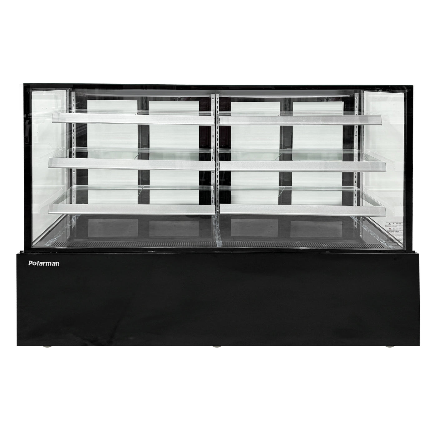 Polarman PLM-571SB 71 3/5" Black 3-Shelf Square Glass  Refrigerated Bakery Display Case