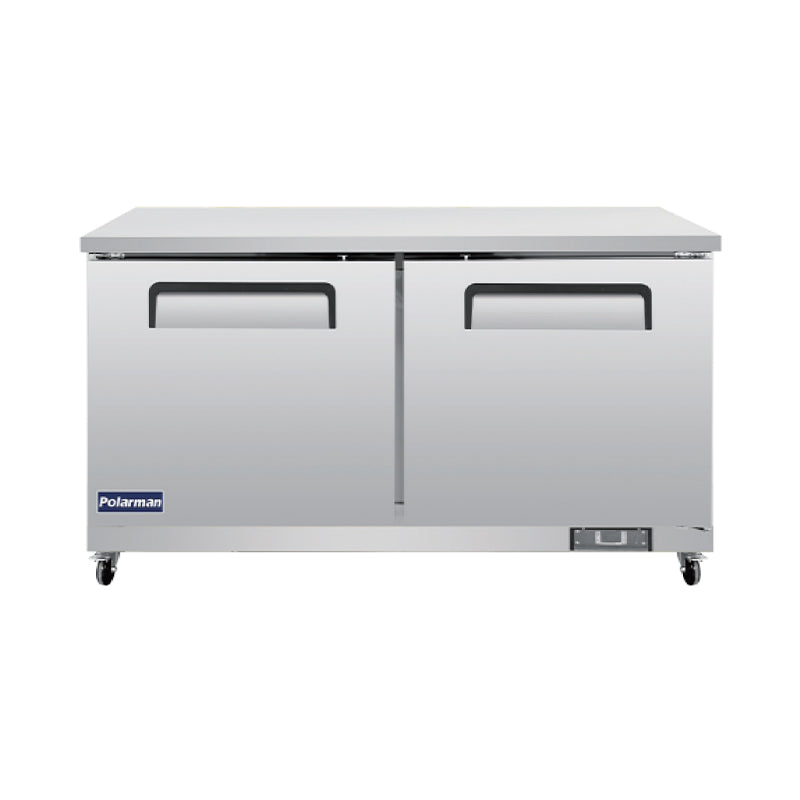 Polarman PLM-UC-60S 61 1/4" Undercounter Refrigerator, 15.5 cu. ft, Stainless Steel, 2 Solid Doors
