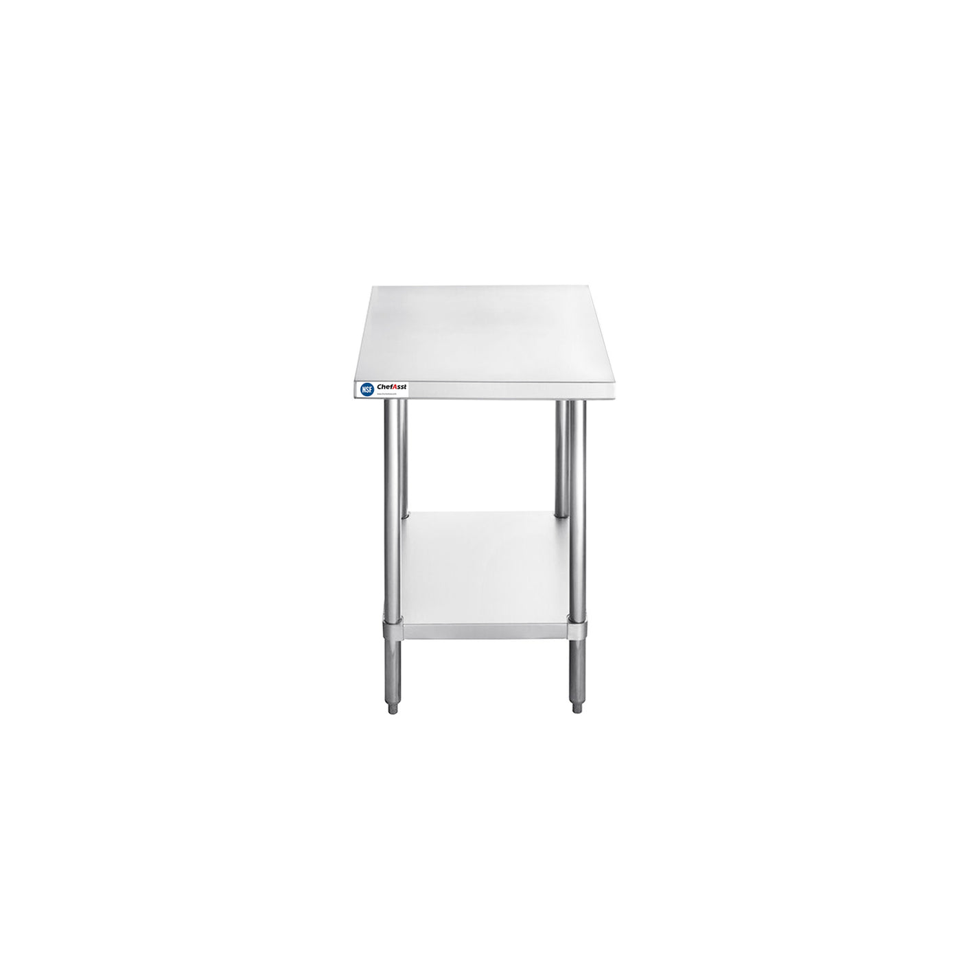 ChefAsst 30" x 24" CA-WTS-3024-316 16-Gauge 304 Stainless Steel Commercial Work Table with 201 Stainless Steel Legs and Undershelf
