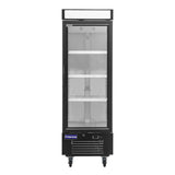 Polarman PLM-HGD16R 25" Black Refrigerated Single Swing Glass Door Merchandiser with LED Lighting, 16 cu.ft