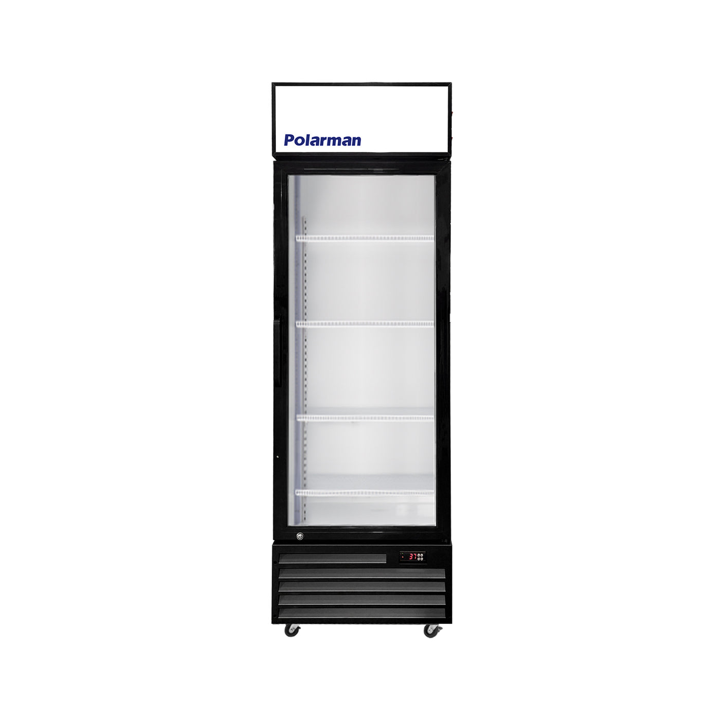 Polarman PLM-SGD21R 21 1/5" Black Refrigerated Swing Glass Door Merchandiser with LED Lighting, 7.5 cu.ft（SS-P238WA）
