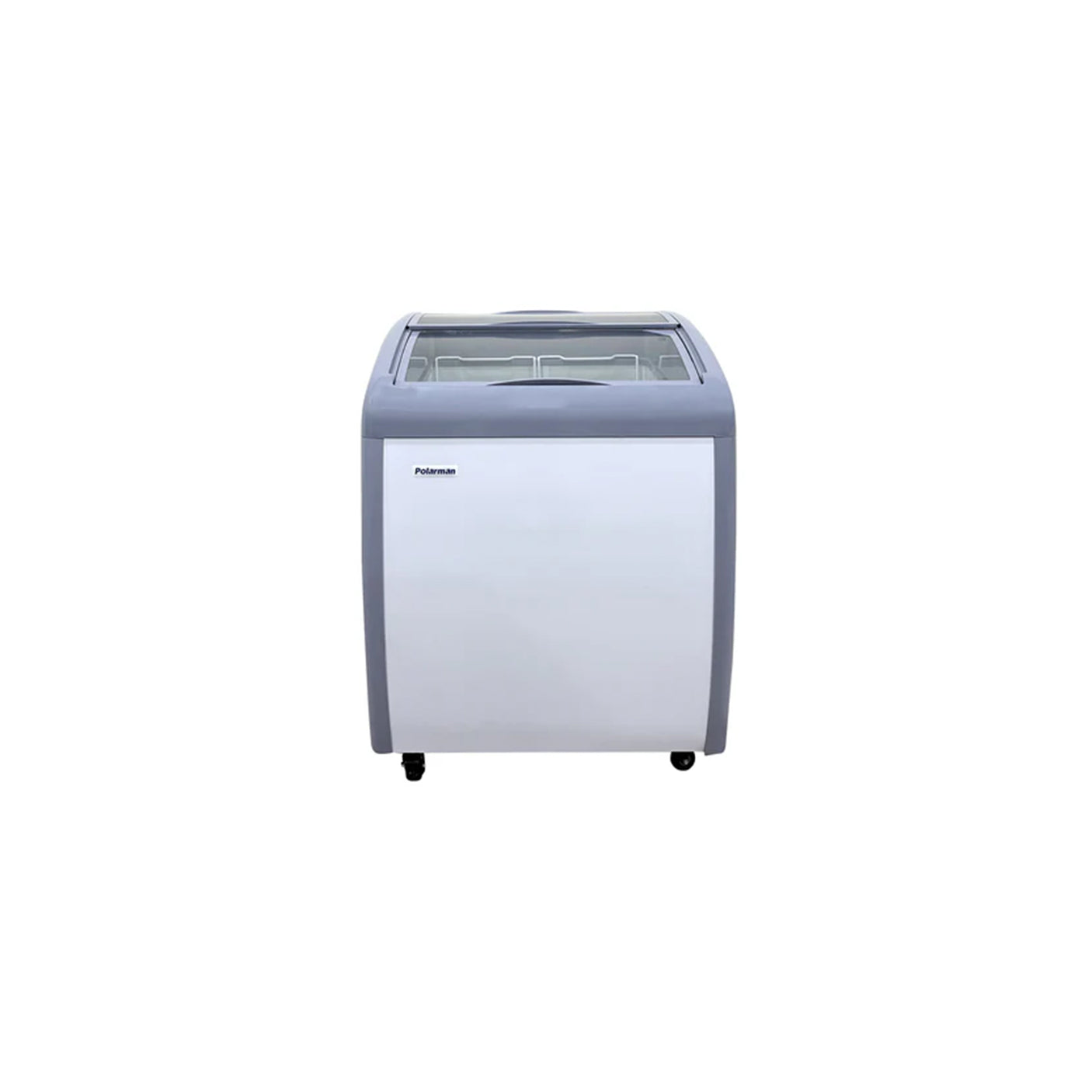Polarman PLM-S150 26 3/16" Mobile Ice Cream Display Freezer, Curved Sliding Lid with 2 Baskets, 5.3 cu. ft.