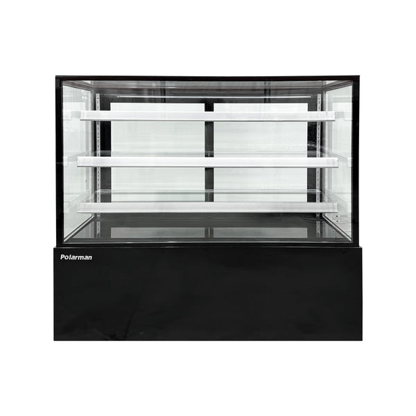 Polarman PLM-471SB 60" Black 3-Shelf Square Glass  Refrigerated Bakery Display Case