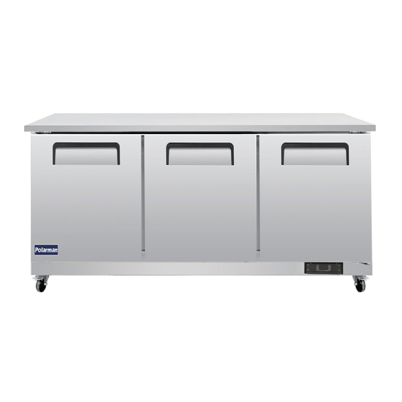 Polarman PLM-UC-72S 71 3/4" Undercounter Refrigerator, 18 cu. ft, Stainless Steel, 3 Solid Doors
