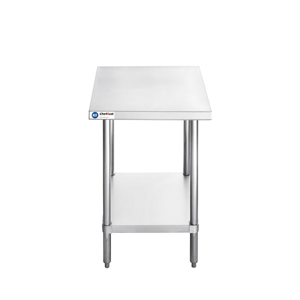 ChefAsst 30" x 24" 16-Gauge 304 Stainless Steel Commercial Work Table with 304 Stainless Steel Legs and Undershelf