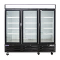 Polarman PLM-HGD72R 81" Black Refrigerated Triple Swing Glass Door Merchandiser with LED Lighting, 72 cu.ft