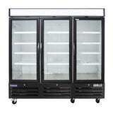 Polarman PLM-HGD72R 81" Black Refrigerated Triple Swing Glass Door Merchandiser with LED Lighting, 72 cu.ft