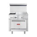 Flamaster FLM-R36-24MG 36” NG/LPG Commercial Gas Range, 2 Open Burners & 24” Griddle, Standard Oven, 153,000 BTU