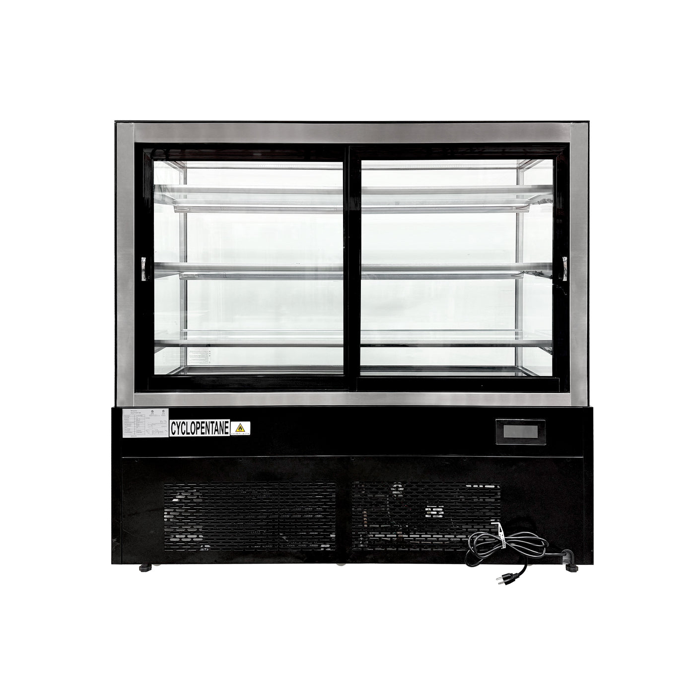 Polarman PLM-471SB 60" Black 3-Shelf Square Glass  Refrigerated Bakery Display Case