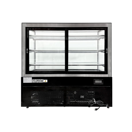 Polarman PLM-471SB 60" Black 3-Shelf Square Glass  Refrigerated Bakery Display Case