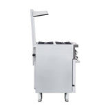 Flamaster FLM-R24 24” NG/LPG Commercial Gas Range, 4 Open Burners, Standard Oven, 153,000 BTU