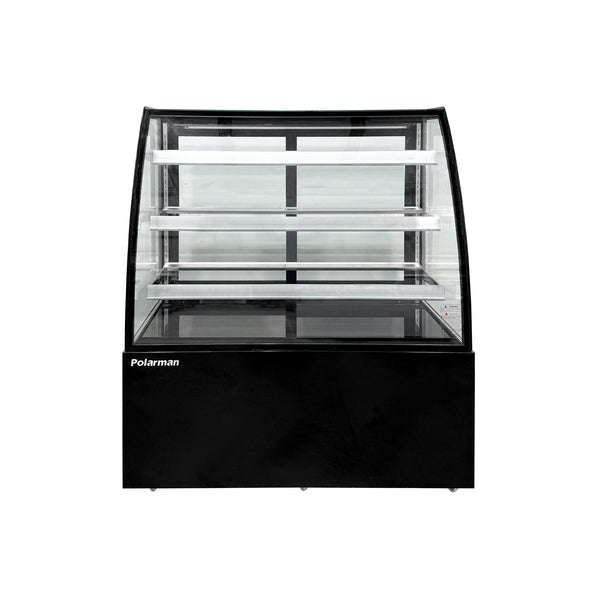 Polarman PLM-371AB 48" Black 3-Shelf Curved Glass Refrigerated Bakery Display Case