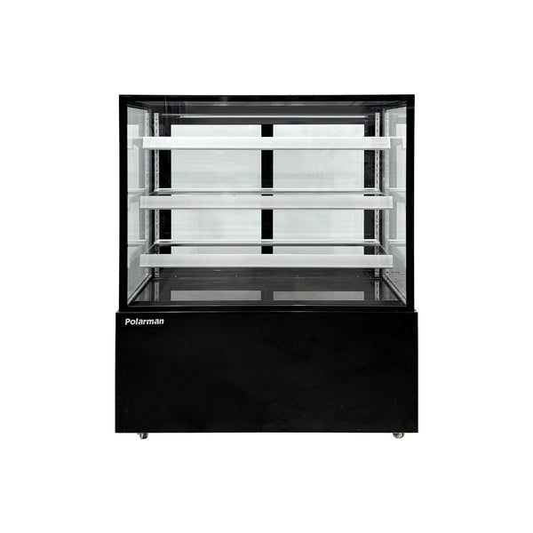Polarman PLM-371SB 48" Black 3-Shelf Square Glass Refrigerated Bakery Display Case