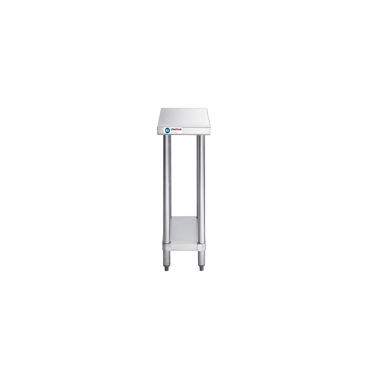 ChefAsst 24" x 12" CA-WTS-2412-316 16-Gauge 304 Stainless Steel Commercial Work Table with 201 Stainless Steel Legs and Undershelf