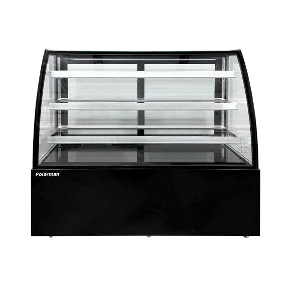 Polarman PLM-471AB 60" Black 3-Shelf Curved Glass Refrigerated Bakery Display Case