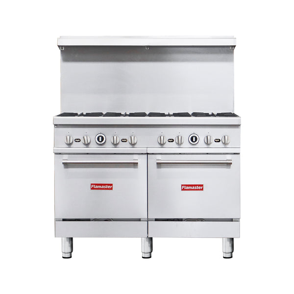 Flamaster FLM-R48 48” Natural Gas/LP Range with 8 Open Burners and Under Oven