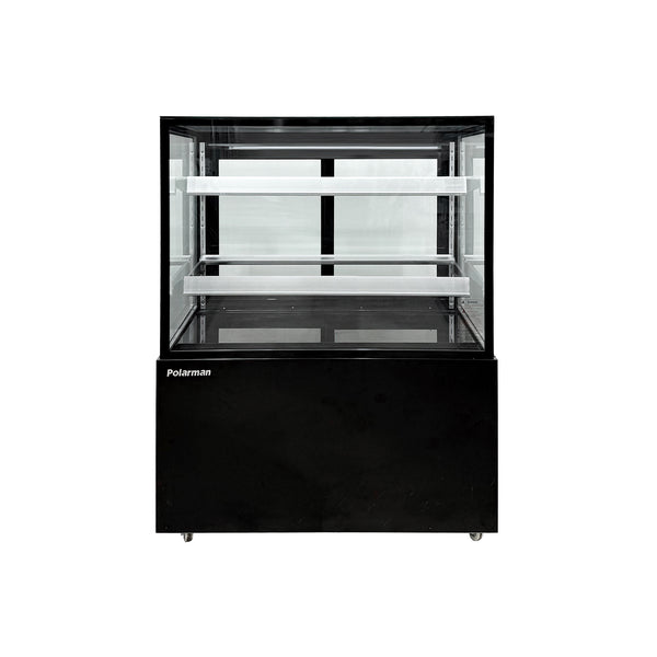 Polarman PLM-270SB 36" Black 2-Shelf Square Glass Refrigerated Bakery Display Case