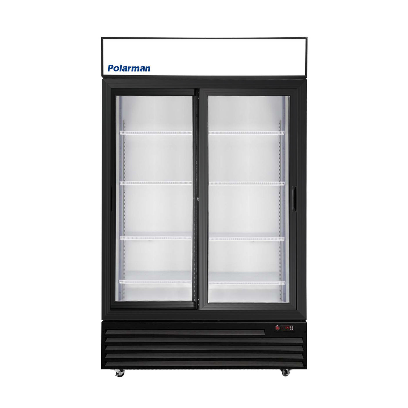Polarman PLM-SGD44R-S 44 1/2" Black Refrigerated Double Sliding Glass Door Merchandiser with LED Lighting, 31 cu.ft（SS-P1000WB-B）
