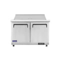 Polarman PLM-S48KS 48 1/4" Stainless Steel Mega Top Sandwich Prep Table with Two Solid Full Doors, (18) 1/6 Size Pans