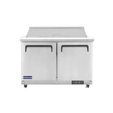 Polarman PLM-S48KS 48 1/4" Stainless Steel Mega Top Sandwich Prep Table with Two Solid Full Doors, (18) 1/6 Size Pans