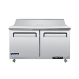 Polarman PLM-S60S 61 1/4" Stainless Steel Sandwich Prep Table with Two Solid Full Doors, (16) 1/6 Size Pans