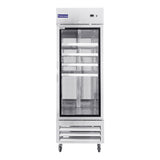 Polarman PLM-27RGS 26 3/4" Reach-In Refrigerator with Single Glass Door with LED Lighting, Bottom Mount, Stainless Steel, 23 cu. ft.